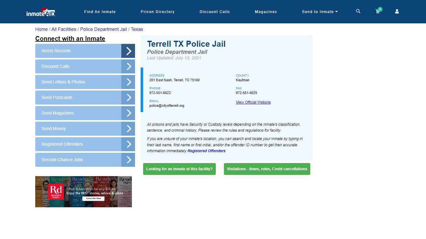 Terrell TX Police Jail & Inmate Search - Terrell, TX