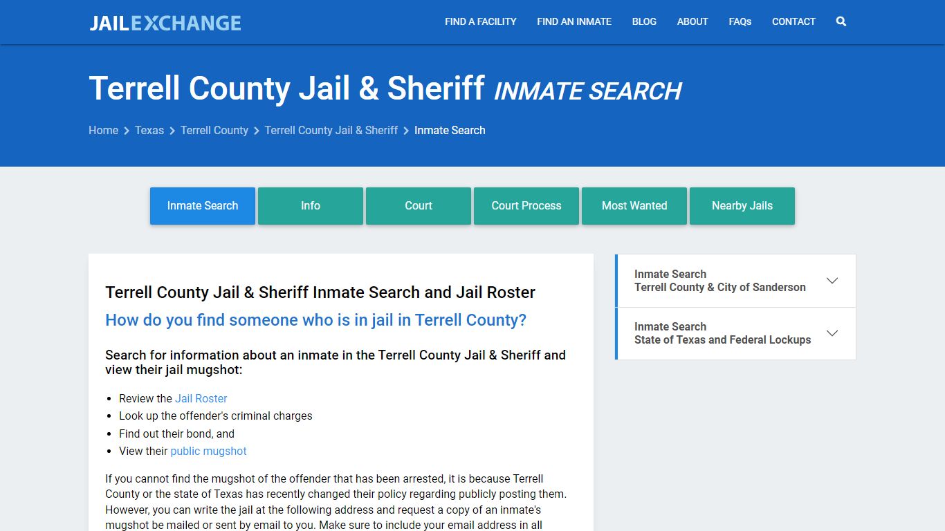 Terrell County Jail & Sheriff Inmate Search - Jail Exchange