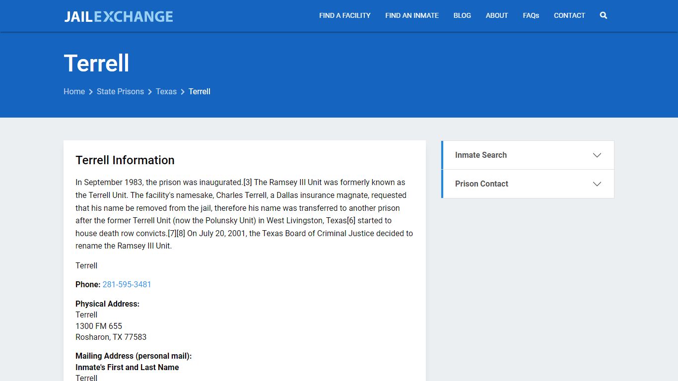 TERRELL Inmate Search, TX - Jail Exchange
